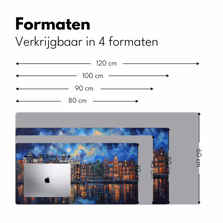 Grachten Amsterdam - Huizen - Stad - Kleurrijk Muismat XXL klein -sfeer5