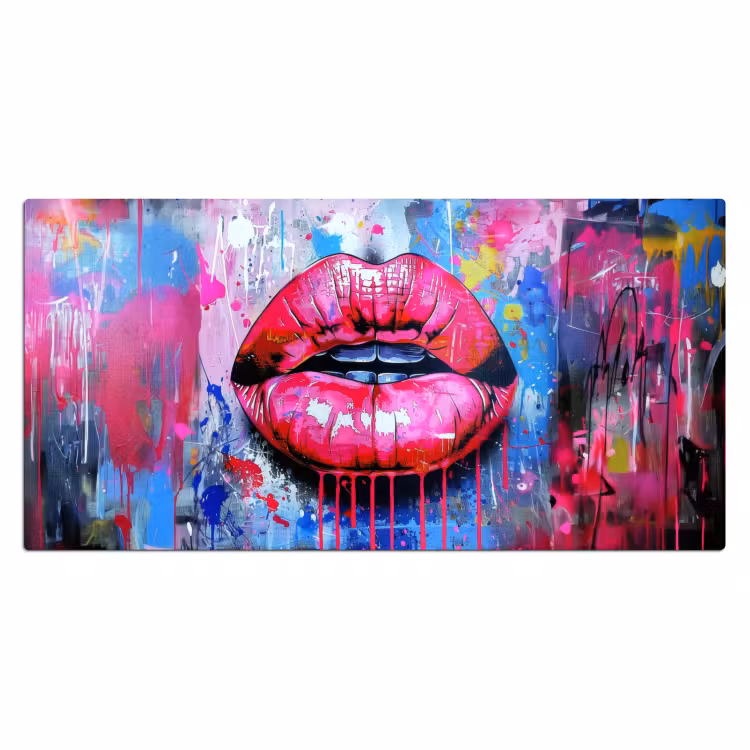 Graffiti - Lippen - Felroze - Geschilderd Muismat XXL klein -3d_leeg