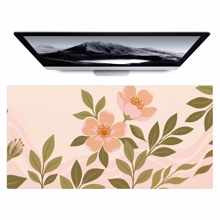 Grafisch - Bloemen - Roze Muismat XXL klein -zzz3d
