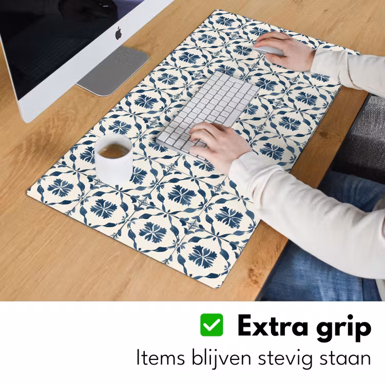 Grafisch - Tegel - Blauw Muismat XXL klein 681 -sfeer3