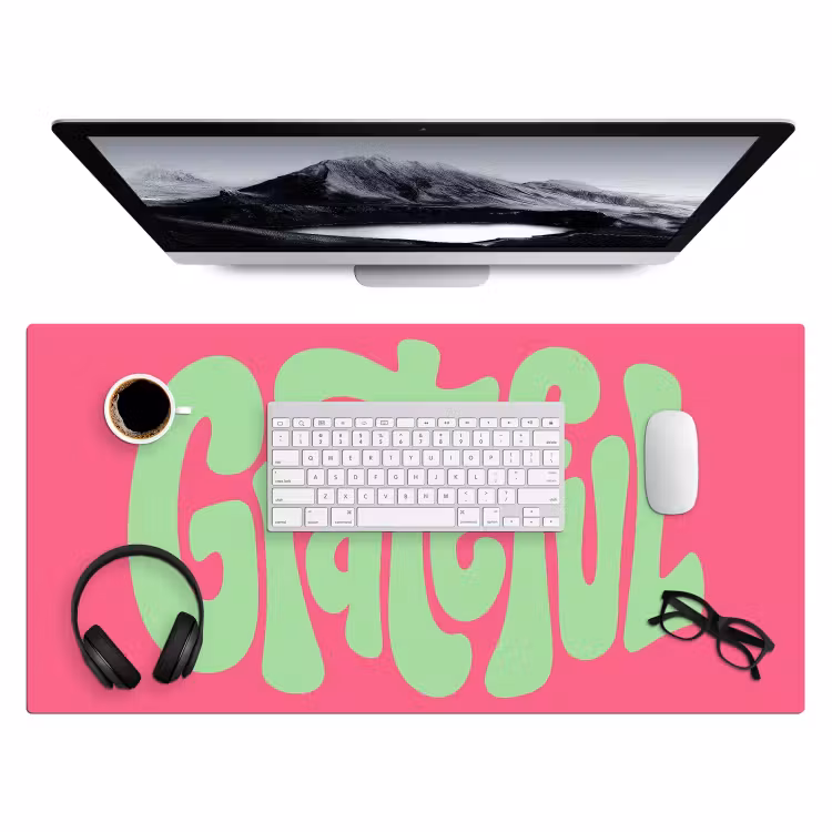 Grateful - Groen - Grafisch - Vloeiend Muismat XXL klein -3d