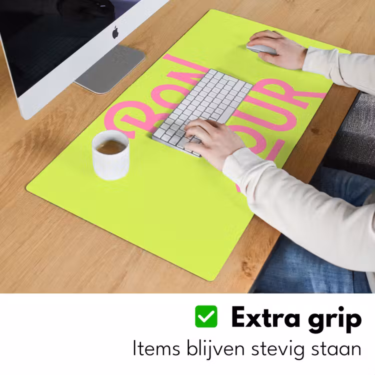 Groen - Roze bonjour - art-deco Muismat XXL klein -sfeer3