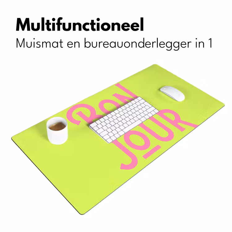 Groen - Roze bonjour - art-deco Muismat XXL klein -sfeer4