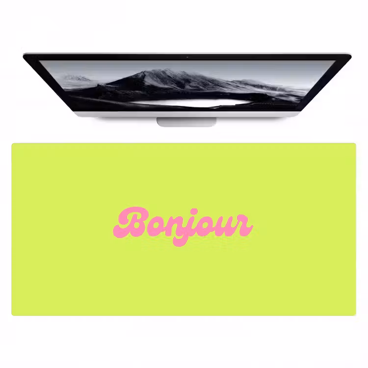 Groen - Roze bonjour - Retro Muismat XXL klein -zzz3d