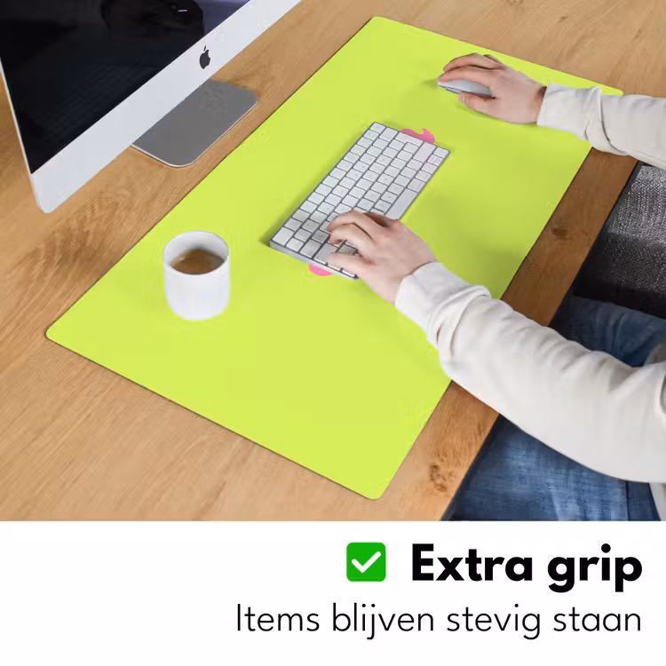 Groen - Roze bonjour - Retro Muismat XXL klein -sfeer3
