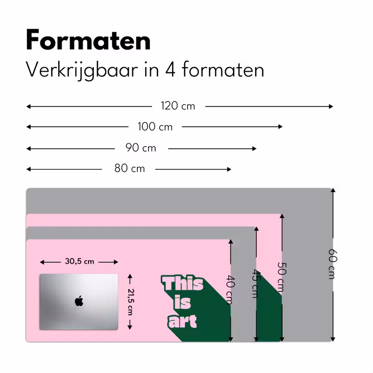 Groen - Teskt - This is art - Roze Muismat XXL klein -sfeer5