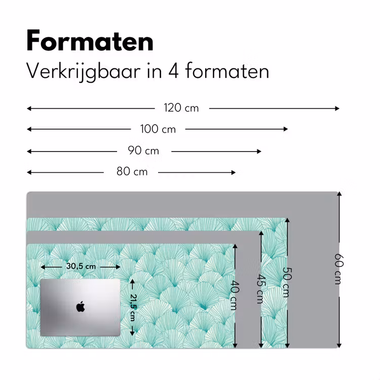 Groen - Wit - Ginko - Getekend - Textuur Muismat XXL klein 681 -sfeer5