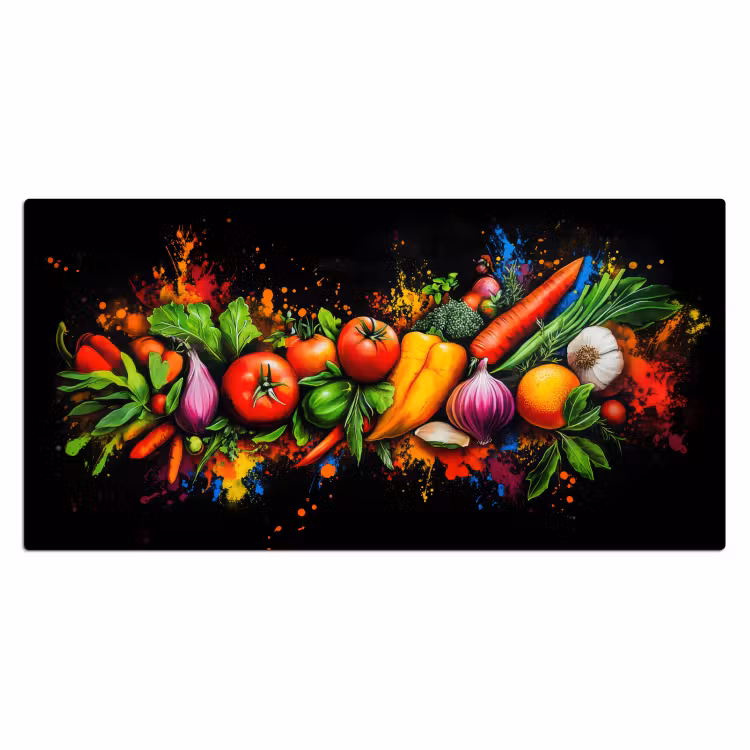 Groente - Eten - Kruiden - Graffiti - Koken Muismat XXL klein -3d_leeg