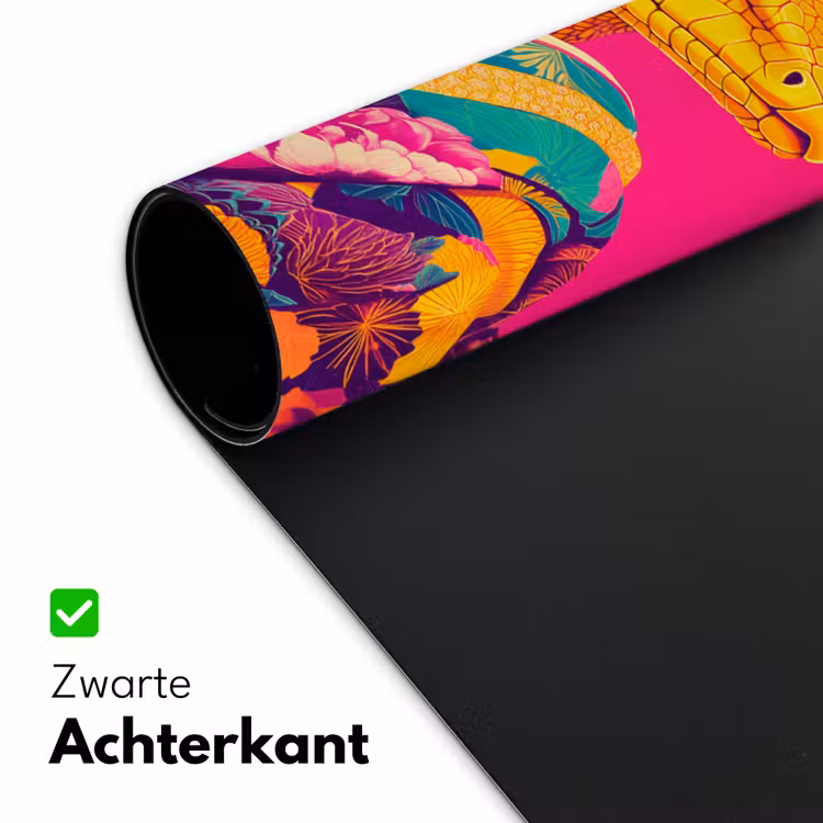 Hagedis - Bloemen - Roze - Kimono Muismat XXL klein -sfeer2