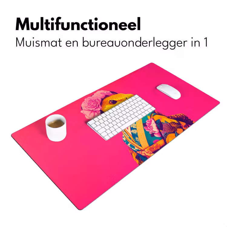 Hagedis - Bloemen - Roze - Kimono Muismat XXL klein -sfeer4