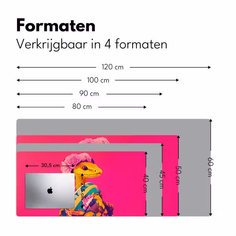 Hagedis - Bloemen - Roze - Kimono Muismat XXL klein -sfeer5