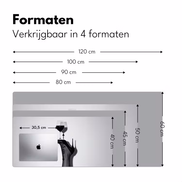 Hak - Wijn - Minimalistisch - Zwart Muismat XXL klein -sfeer5