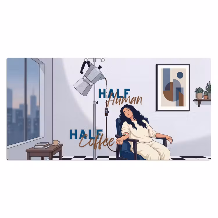 Half human, Half Coffee - Infuus - Koffie Muismat XXL klein -3d_leeg