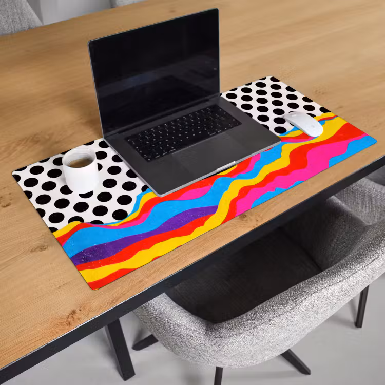 Hamburger - Stippen - Golven - Kleuren Muismat XXL klein -sfeer1