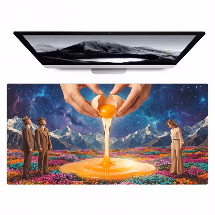 Bureau onderlegger - Handen - Ei - Surrealisme - Handen - Ei - Surrealisme Muismat XXL klein
