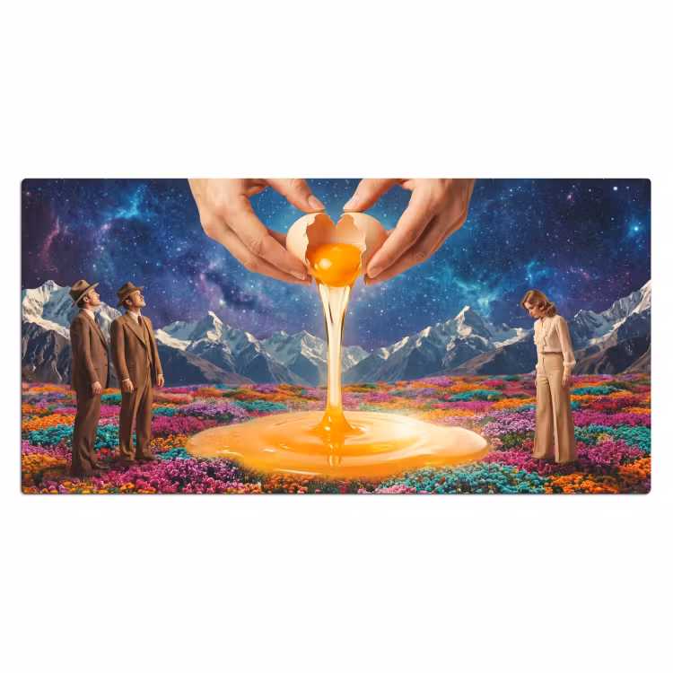Bureau onderlegger - Handen - Ei - Surrealisme - Handen - Ei - Surrealisme Muismat XXL klein