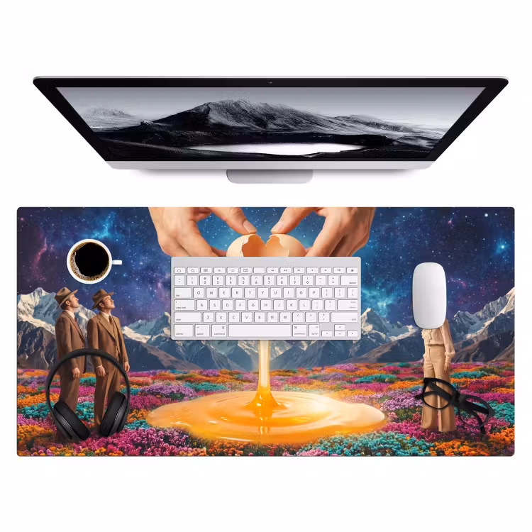Bureau onderlegger - Handen - Ei - Surrealisme - Handen - Ei - Surrealisme Muismat XXL klein