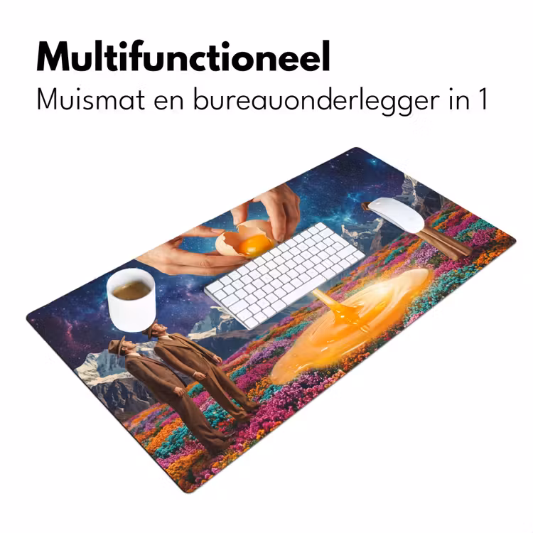 Bureau onderlegger - Handen - Ei - Surrealisme - Handen - Ei - Surrealisme Muismat XXL klein