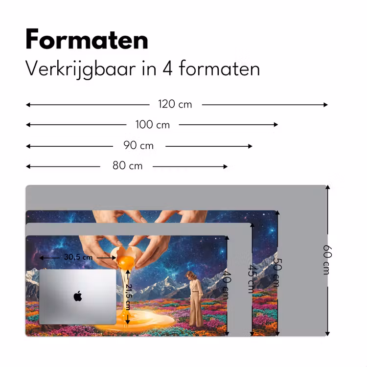 Bureau onderlegger - Handen - Ei - Surrealisme - Handen - Ei - Surrealisme Muismat XXL klein