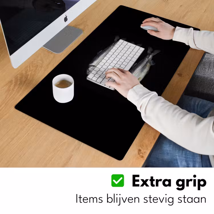 Haring - Vissen - Zwart Muismat XXL klein -sfeer3