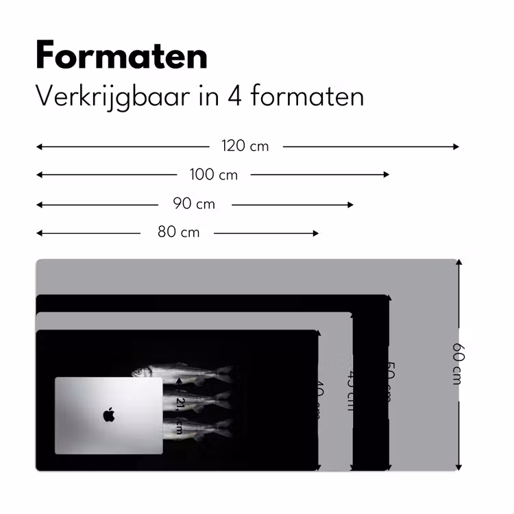 Haring - Vissen - Zwart Muismat XXL klein -sfeer5