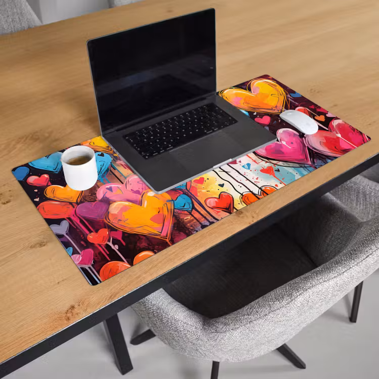 Hartjes - Kleuren - Kunst - Liefde Muismat XXL klein -sfeer1