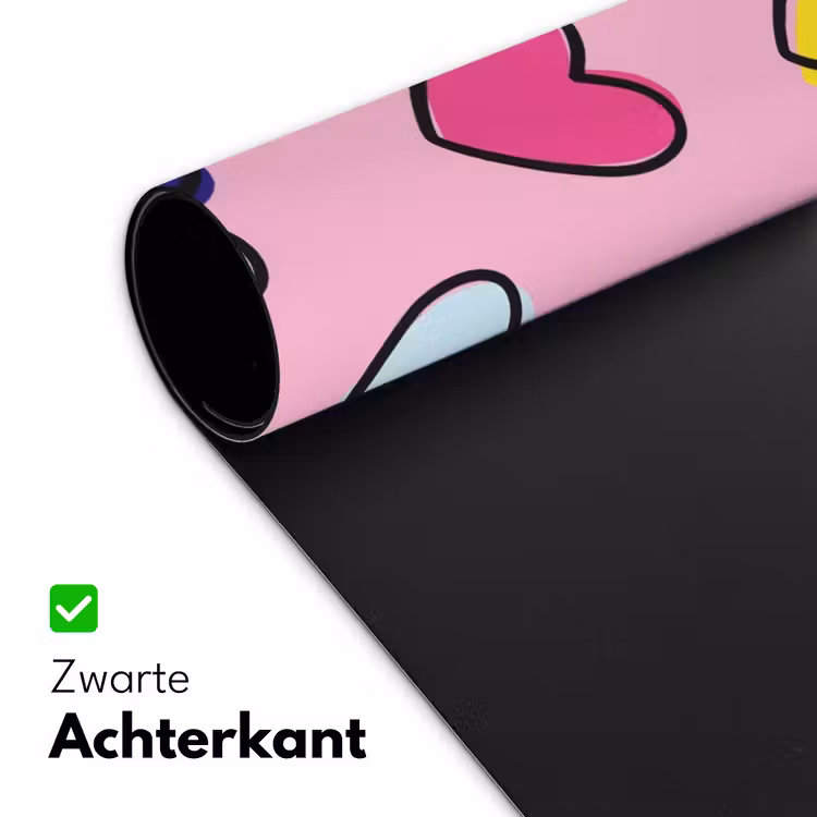 Hartjes - Valentijn - Patroon - Kleurrijk Muismat XXL klein -sfeer2