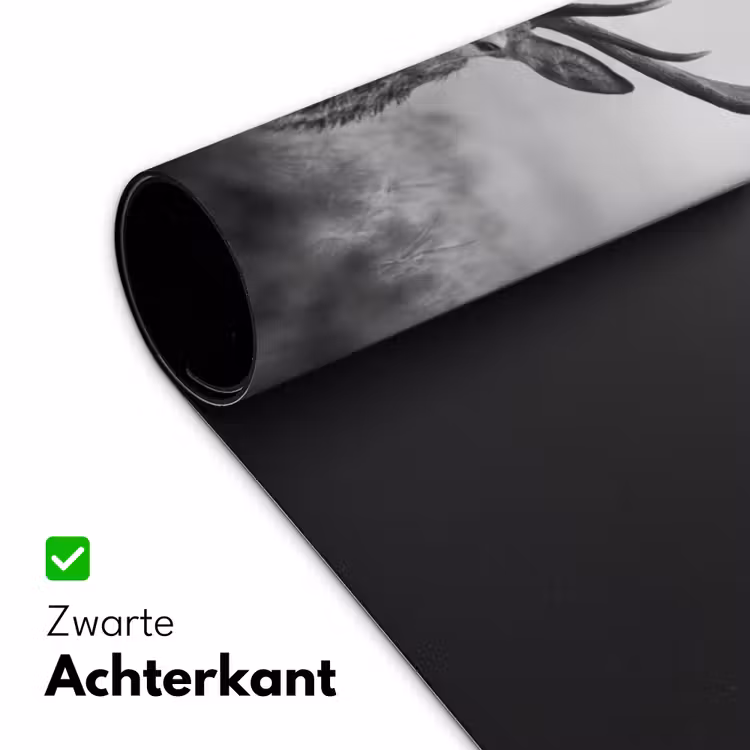Hert - Mistig - Zwart - Wit Muismat XXL klein -sfeer2