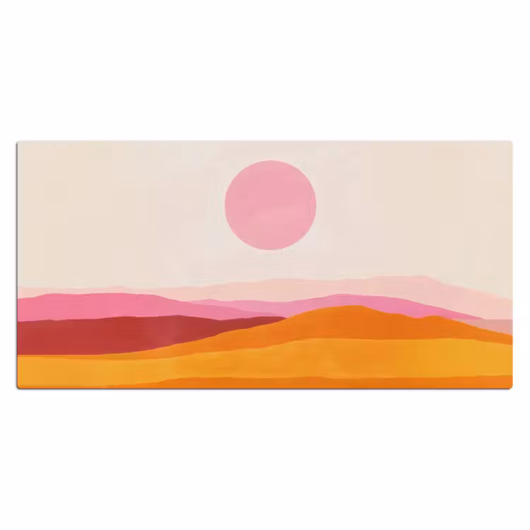 Heuvels - Oranje - Zon - Abstract Muismat XXL klein -3d_leeg