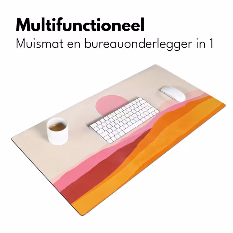 Heuvels - Oranje - Zon - Abstract Muismat XXL klein -sfeer4