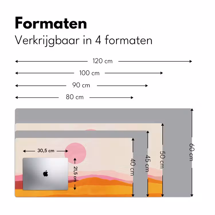 Heuvels - Oranje - Zon - Abstract Muismat XXL klein -sfeer5