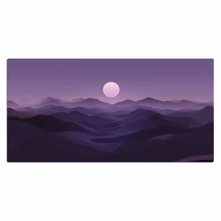 Heuvels - Paars - Mist - Zon Muismat XXL klein -3d_leeg