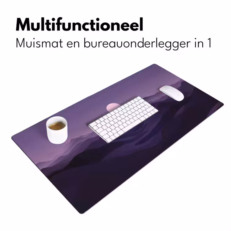 Heuvels - Paars - Mist - Zon Muismat XXL klein -sfeer4