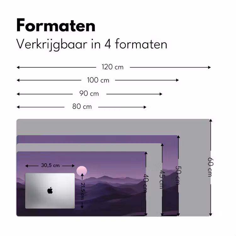 Heuvels - Paars - Mist - Zon Muismat XXL klein -sfeer5