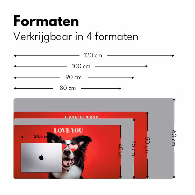 Hond - Hartjesbril - Loveyou - Rood Muismat XXL klein -sfeer5