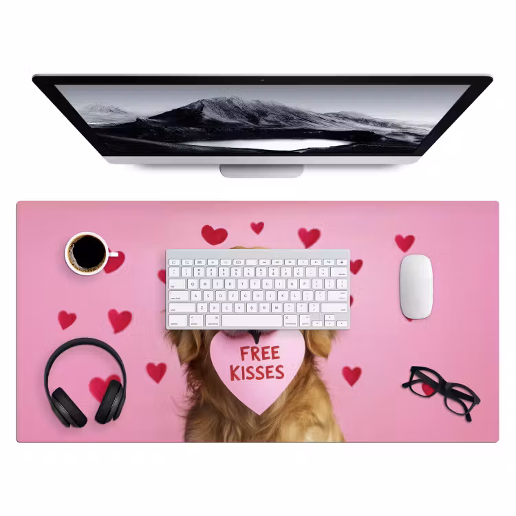 Hond - Kiss- Valentijn - Hartjes Muismat XXL klein -3d