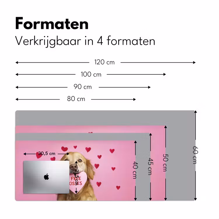 Hond - Kiss- Valentijn - Hartjes Muismat XXL klein -sfeer5