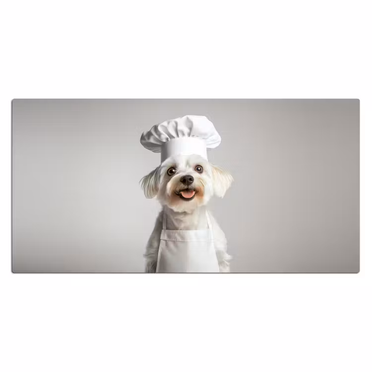 Hond - Wit - Kok Muismat XXL klein -3d_leeg