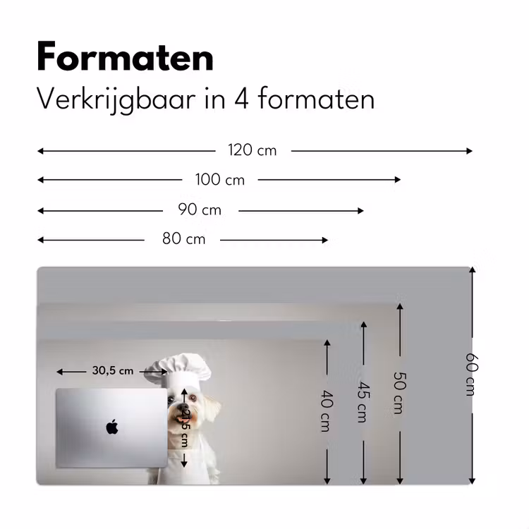 Hond - Wit - Kok Muismat XXL klein -sfeer5
