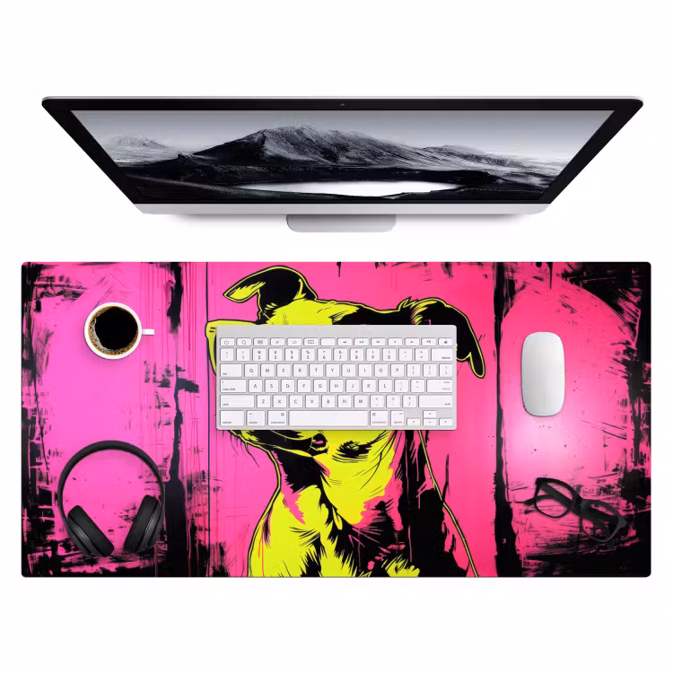 Hond - Zonnebril - Roze - Art Muismat XXL klein -3d