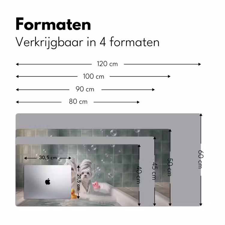 Hondjes - Badkuip - Badeendjes - Handdoeken Muismat XXL klein -sfeer5