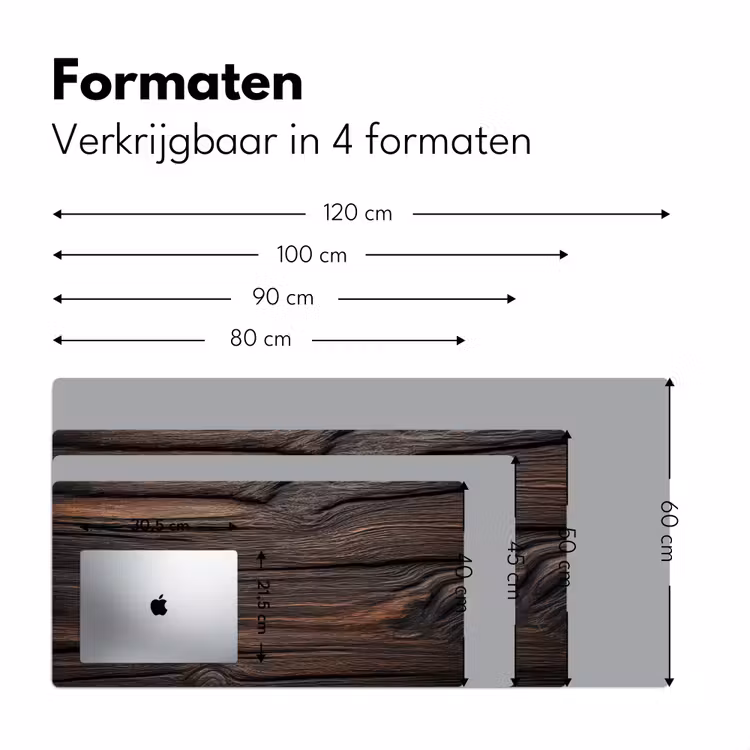 Hout - Grillige nerven Muismat XXL klein -sfeer5