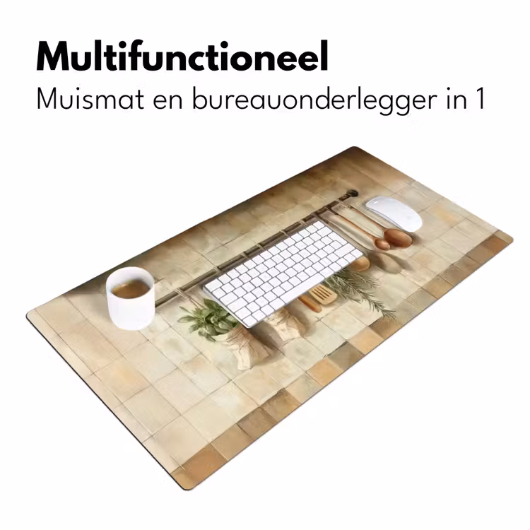 Hout - Keukengerei - Stilleven - Tegels Muismat XXL klein -sfeer4