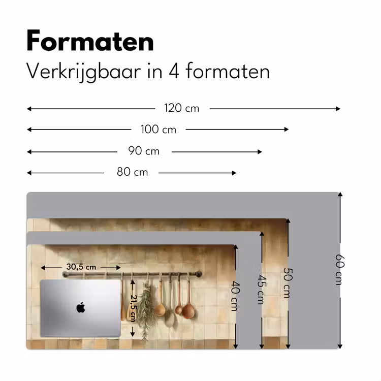 Hout - Keukengerei - Stilleven - Tegels Muismat XXL klein -sfeer5
