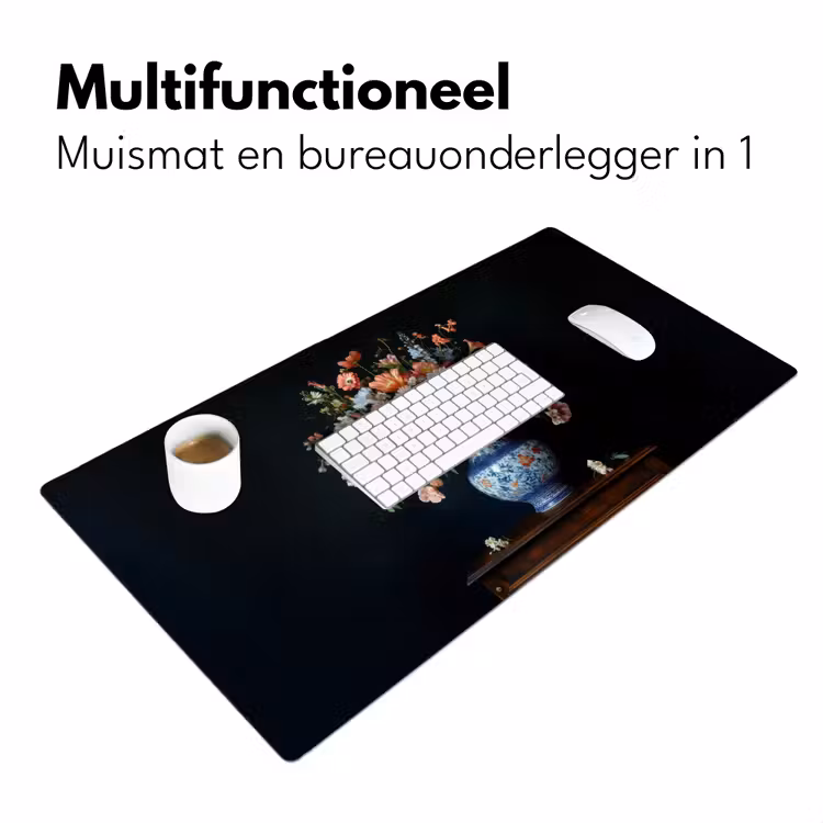 Hout - Vaas - Kleuren - Bloemen Muismat XXL klein -sfeer4