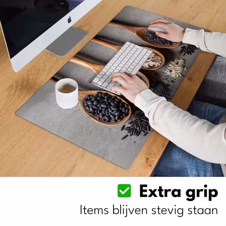 Houten - Lepels - Rijst - Zaden Muismat XXL klein -sfeer3