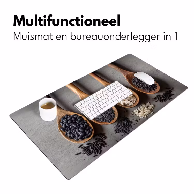 Houten - Lepels - Rijst - Zaden Muismat XXL klein -sfeer4