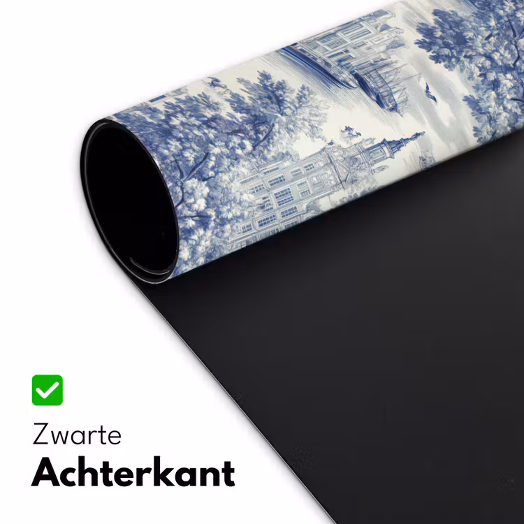 Huizen - Bomen - Water - Vogels - Blauw Muismat XXL klein 681 -sfeer2