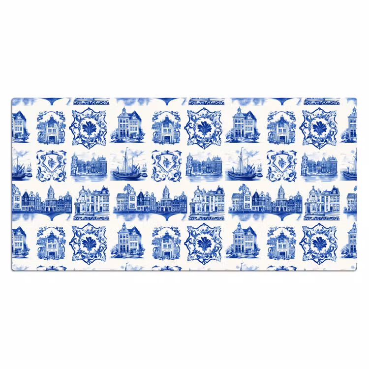 Huizen - Schepen - Blauw Muismat XXL klein 681 -3d_leeg