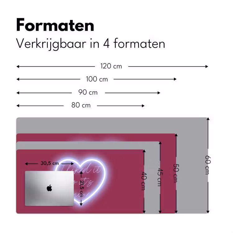 I liked it so it's mine - Neon hart - Roze Muismat XXL klein -sfeer5